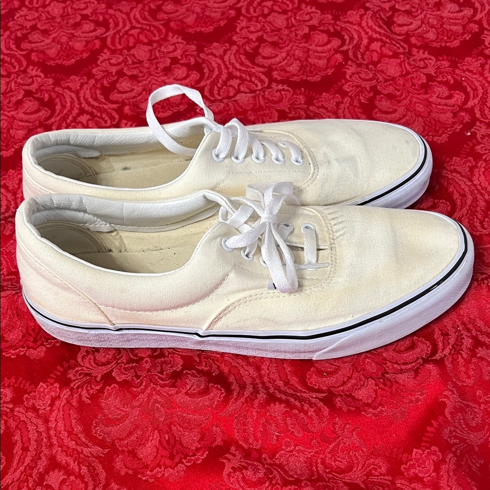 Vans Era Cream Canvas Sneakers Men’s Size 12 Classic Skate Shoes - Picture 4 of 9